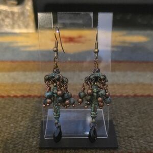 Elegant Copper and Black Beaded Earrings